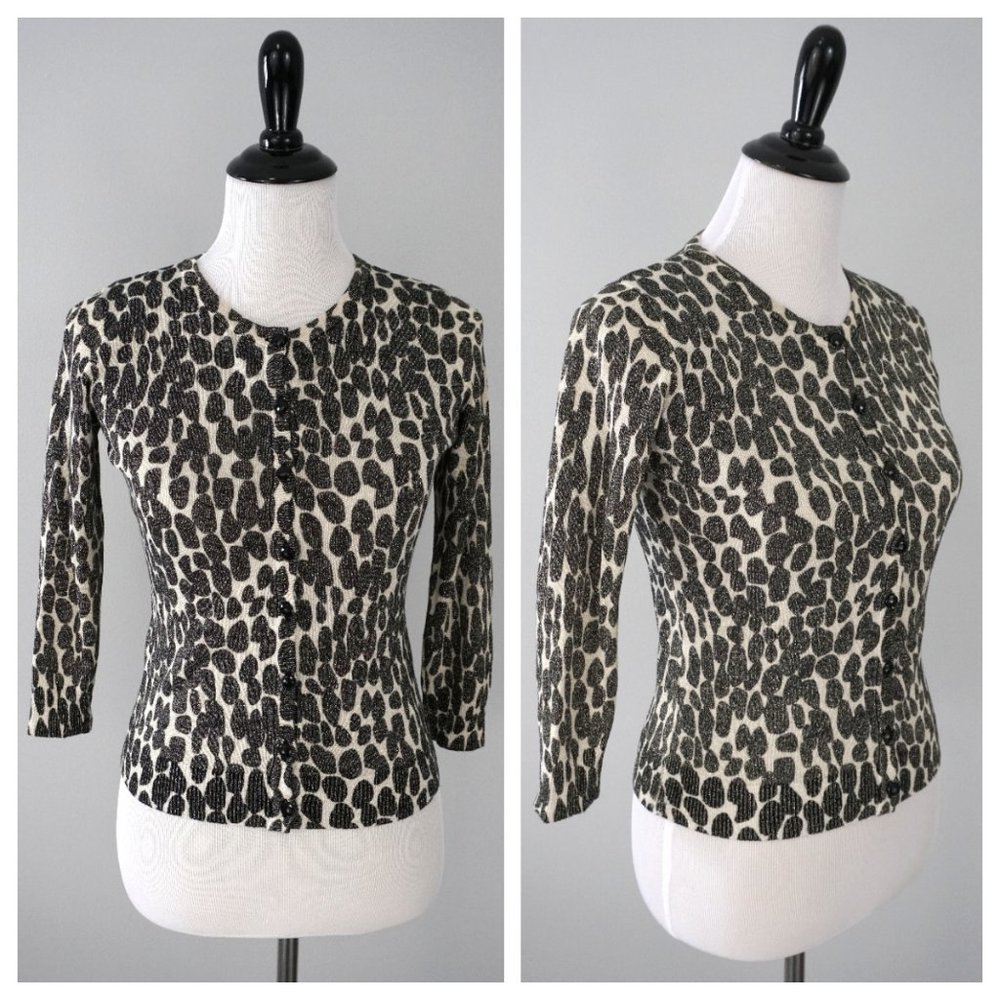 Joseph A Multicolor Leopard Cat Print Metallic Fi… - image 1